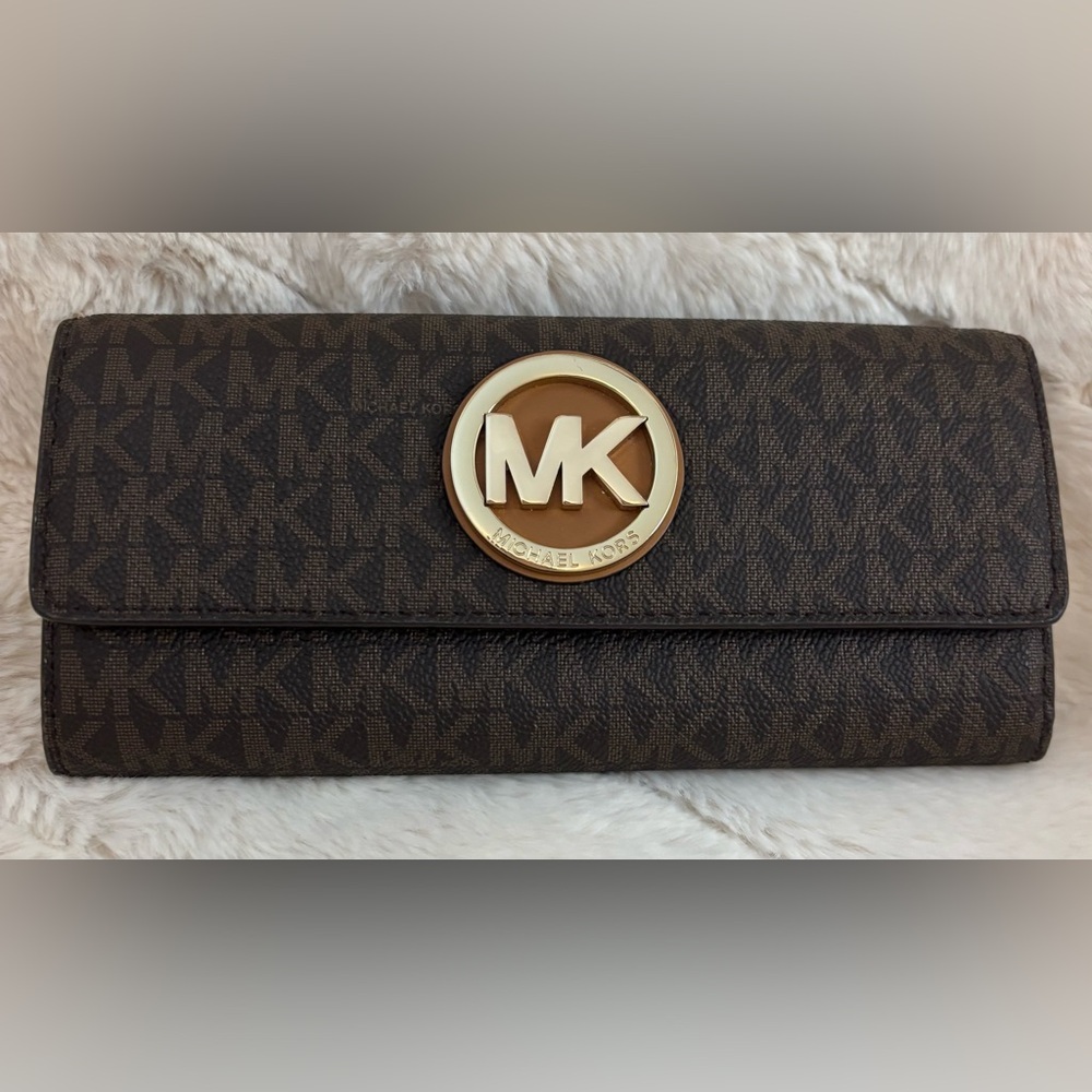 Michael Kors Brown Wallet with Gold Logo